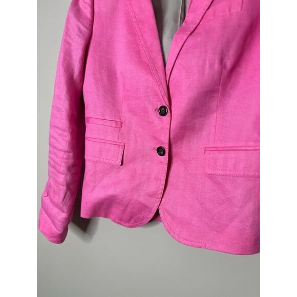 J Crew Womens 100% Linen Blazer Jacket Size 4 Pink Preppy Coastal Chic Office - Picture 2 of 12